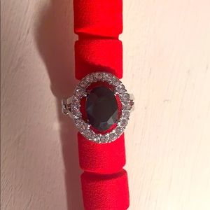 Diamond ring with black stone in the middle ✨